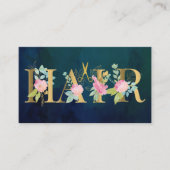 Haarsalon goud marine roze blush luxe afspraak visitekaartje (Voorkant)