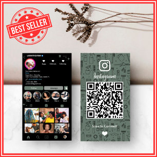 Haarsalon Instagram Sage Green   Social Media QR Visitekaartje