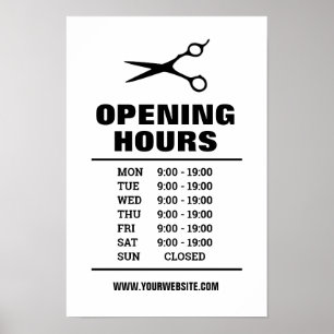 Haarsalon kapperszaak openingstijden poster