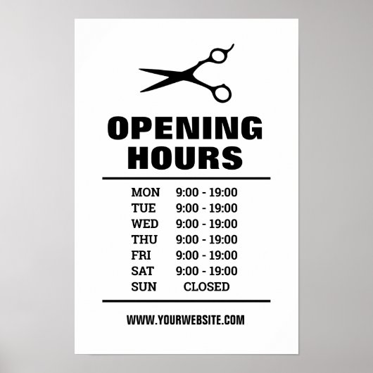 Haarsalon kapperszaak openingstijden poster (Voorkant)