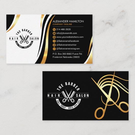 Haarsalon, kapperszaak, salon, met gratis Logo Visitekaartje (Voorkant / Achterkant)