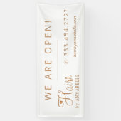 Haarsalon kapster naam koper goud wit teken spandoek (Verticaal)