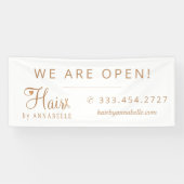 Haarsalon kapster naam koper goud wit teken spandoek (Horizontaal)