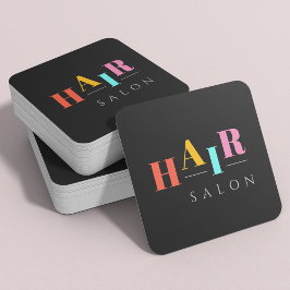 Haarsalon kleurrijke typografie moderne haarstylis vierkante visitekaartje