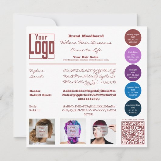 Haarsalon Merk Moodboard Kaart (Voorkant)