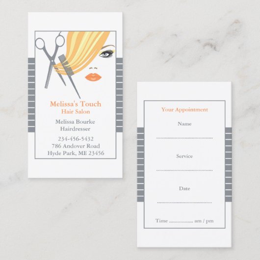 Haarsalon met Afspraak Visitekaartjes Afsprakenkaartje (Voorkant / Achterkant)