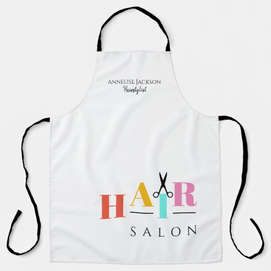 Haarsalon met grote typografie-schaar schort (Voorkant)