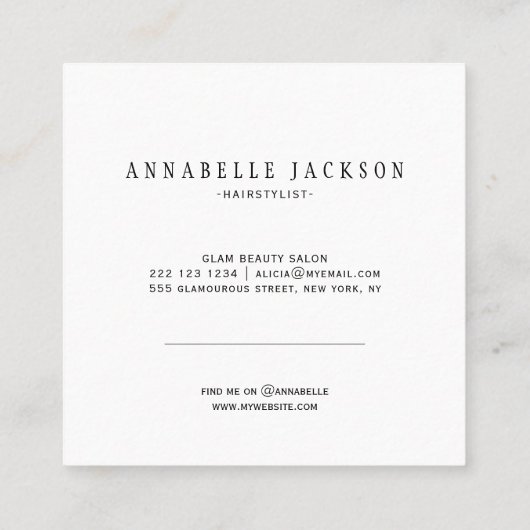 Haarsalon met grote typografie-schaar vierkante visitekaartje (Achterkant)