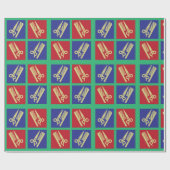 Haarsalon met kam en schaar cadeaupapier (Vlak)