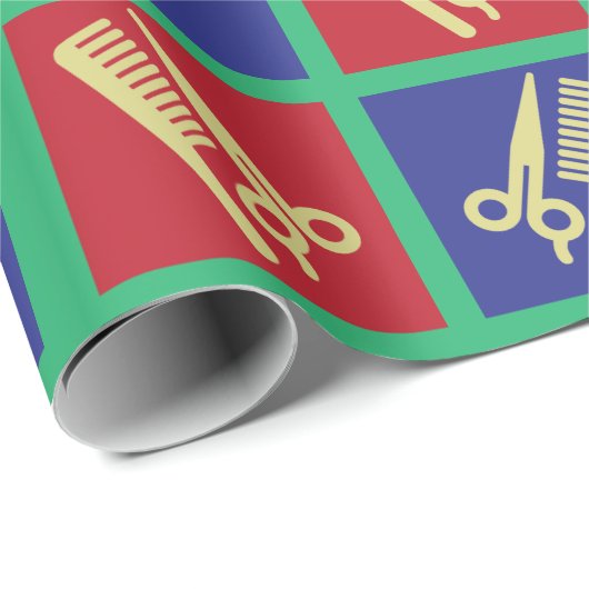 Haarsalon met kam en schaar cadeaupapier (Rol Hoek)