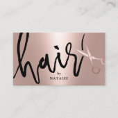 Haarsalon Modern Roos Goud Handgeschreven Script Visitekaartje (Voorkant)