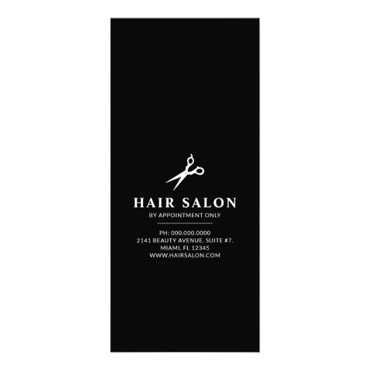 Haarsalon prijslijst Black Haarstylist Model Reclamekaart (Achterkant)