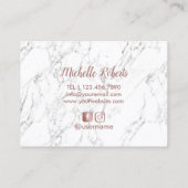 Haarsalon Roos Goud Script Zwart & Wit Marmer Visitekaartje (Achterkant)