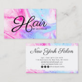 Haarsalon roze blauw girly abstracte waterverf kun visitekaartje (Voorkant / Achterkant)
