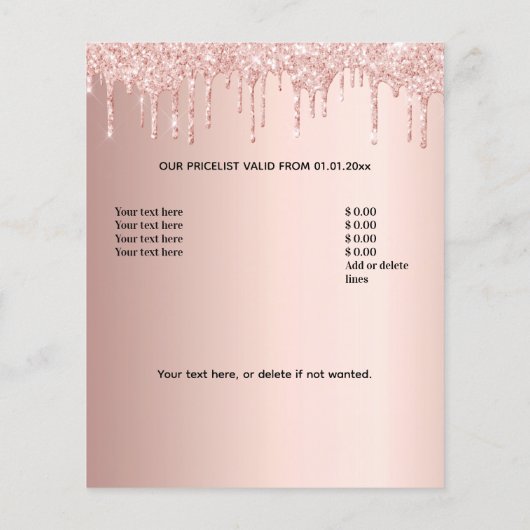 Haarsalon roze gouden glitter prijs QR-code  Flyer (Achterkant)