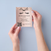 Haarsalon roze gouden glitter QR-code Flyer (Hand)