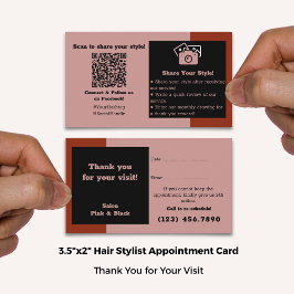 Haarsalon Roze Zwarte Rode Bedankt, Social Connect Afsprakenkaartje