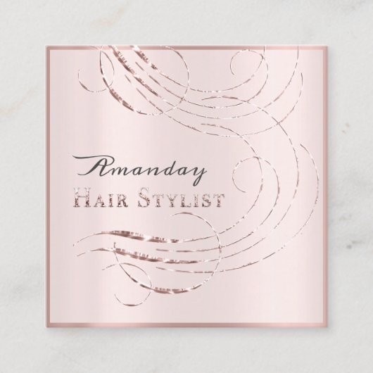Haarsalon Salon Afspraakkaart Roze Pastel Vierkante Visitekaartje (Voorkant)