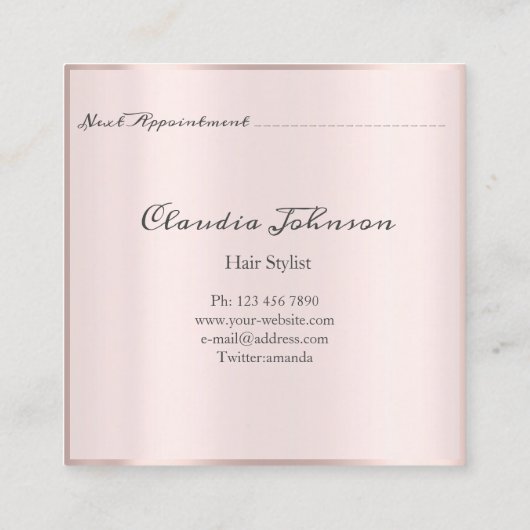 Haarsalon Salon Afspraakkaart Roze Pastel Vierkante Visitekaartje (Achterkant)