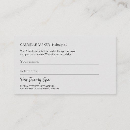 Haarsalon Silver Grey Logo Referral Sjabloon (Achterkant)