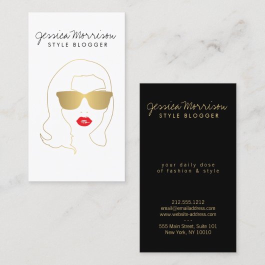Haarsalon, Stijl Blogger, Schoonheidsmeisje Goud/W Visitekaartje (Voorkant / Achterkant)