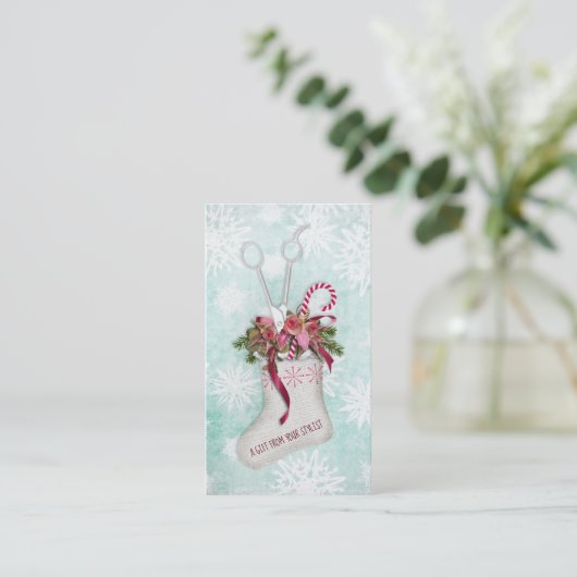 Haarsalon stylist Feestcoupon cadeaukaart xmas Kortingskaartje (Staand voorkant)