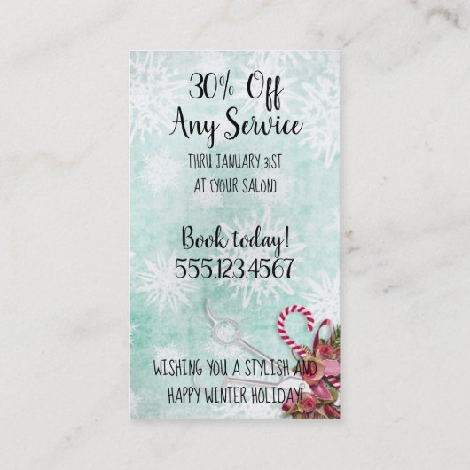 Haarsalon stylist Feestcoupon cadeaukaart xmas Kortingskaartje (Achterkant)