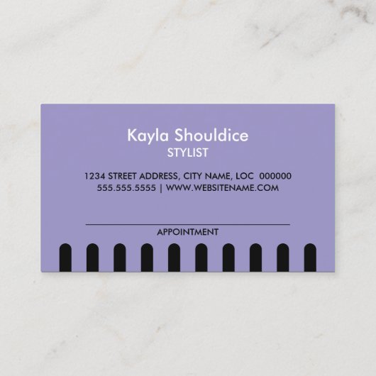 Haarsalon Stylist met Afspraak Lavendel Afsprakenkaartje (Achterkant)