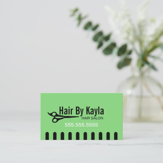 Haarsalon Stylist met Afspraak Lichtgroen Afsprakenkaartje (Staand voorkant)