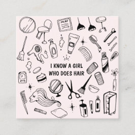 Haarsalon Stylist Roze Vierkante Visitekaartje