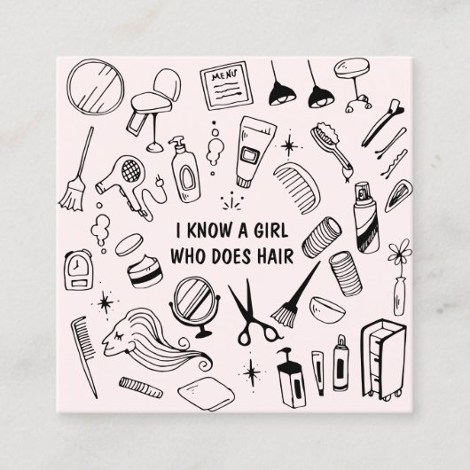 Haarsalon Stylist Roze Vierkante Visitekaartje (Voorkant)