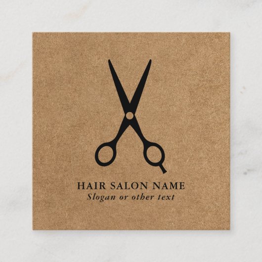 Haarsalon/Stylist Schaar Faux Kraft QR Code Vierkante Visitekaartje (Voorkant)