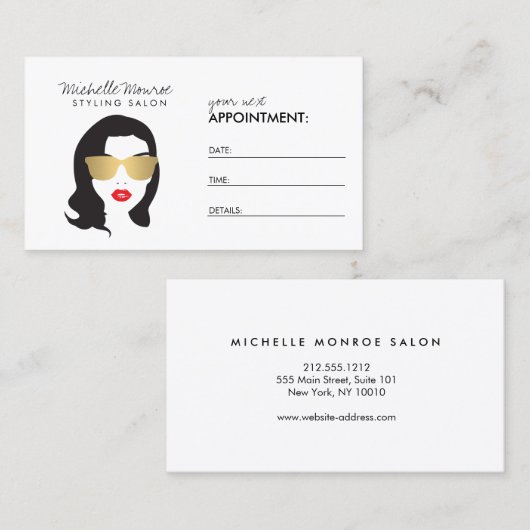 Haarsalon, Stylist, Schoonheid Meisje Afspraakkaar Afsprakenkaartje (Voorkant / Achterkant)