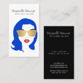 Haarsalon, Stylist, Schoonheid Meisje Blauw Visitekaartje (Voorkant / Achterkant)
