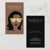 Haarsalon, Stylist, Schoonheid Meisje Bruin Visitekaartje (Voorkant / Achterkant)