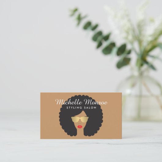 Haarsalon Stylist Schoonheid Meisje met Afro Visitekaartje (Staand voorkant)