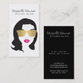 Haarsalon, Stylist, Schoonheid Meisje Roze Lippen Visitekaartje (Voorkant / Achterkant)