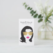 Haarsalon, Stylist, Schoonheid Meisje Roze Lippen Visitekaartje (Staand voorkant)
