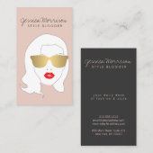 Haarsalon, Stylist, Schoonheidsmeisje op Perzik Visitekaartje (Voorkant / Achterkant)