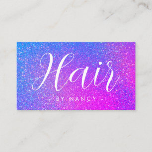 Haarsalon Typografie Paarse holografische glitter Visitekaartje