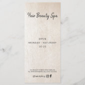 Haarsalon zwart bord blush prijslijst diensten programmakaart (Achterkant)