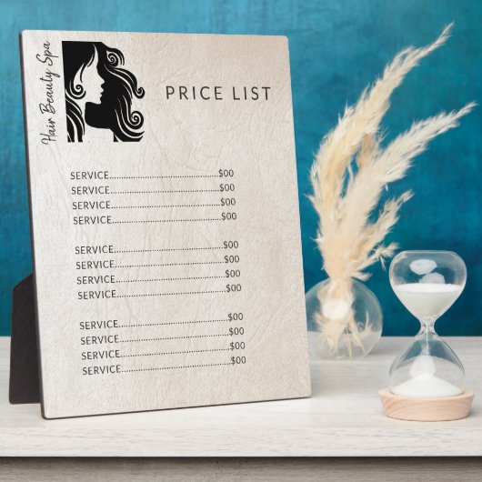 Haarsalon zwart grijs leder zie prijslijst fotoplaat (Zijkant)