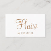 Haarsalonglazuur wit goud metalen haarstylist visitekaartje (Voorkant)