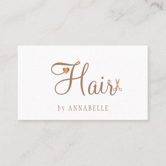 Haarsalonglazuur wit goud metalen haarstylist visitekaartje (Voorkant)