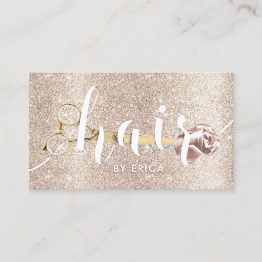 Haarsalonschaar en bloeiend ijzergoud visitekaartje (Voorkant)