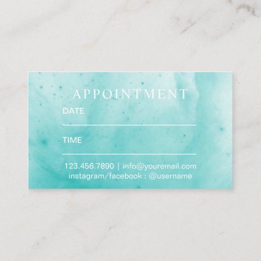 Haarschaar en aanwijzen Waterverf Afsprakenkaartje (Achterkant)