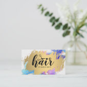 Haarschaar Logo | Goudborstel | WATERVERF Visitekaartje (Staand voorkant)