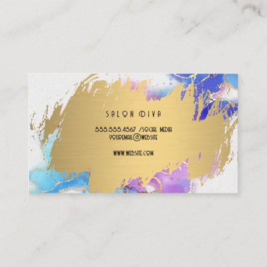 Haarschaar Logo | Goudborstel | WATERVERF Visitekaartje (Achterkant)