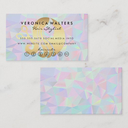 Haarschaar Logo | Moderne iriserende achtergrond Klantenkaartje (Voorkant / Achterkant)