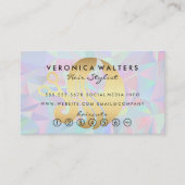 Haarschaar Logo | Moderne iriserende achtergrond Klantenkaartje (Voorkant)